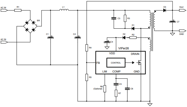 Flyback converter (non isolated, VOUT VDDCSon)